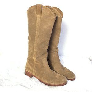 Via Spiga Tall Tan Suede Pull On Riding Boots 10.5